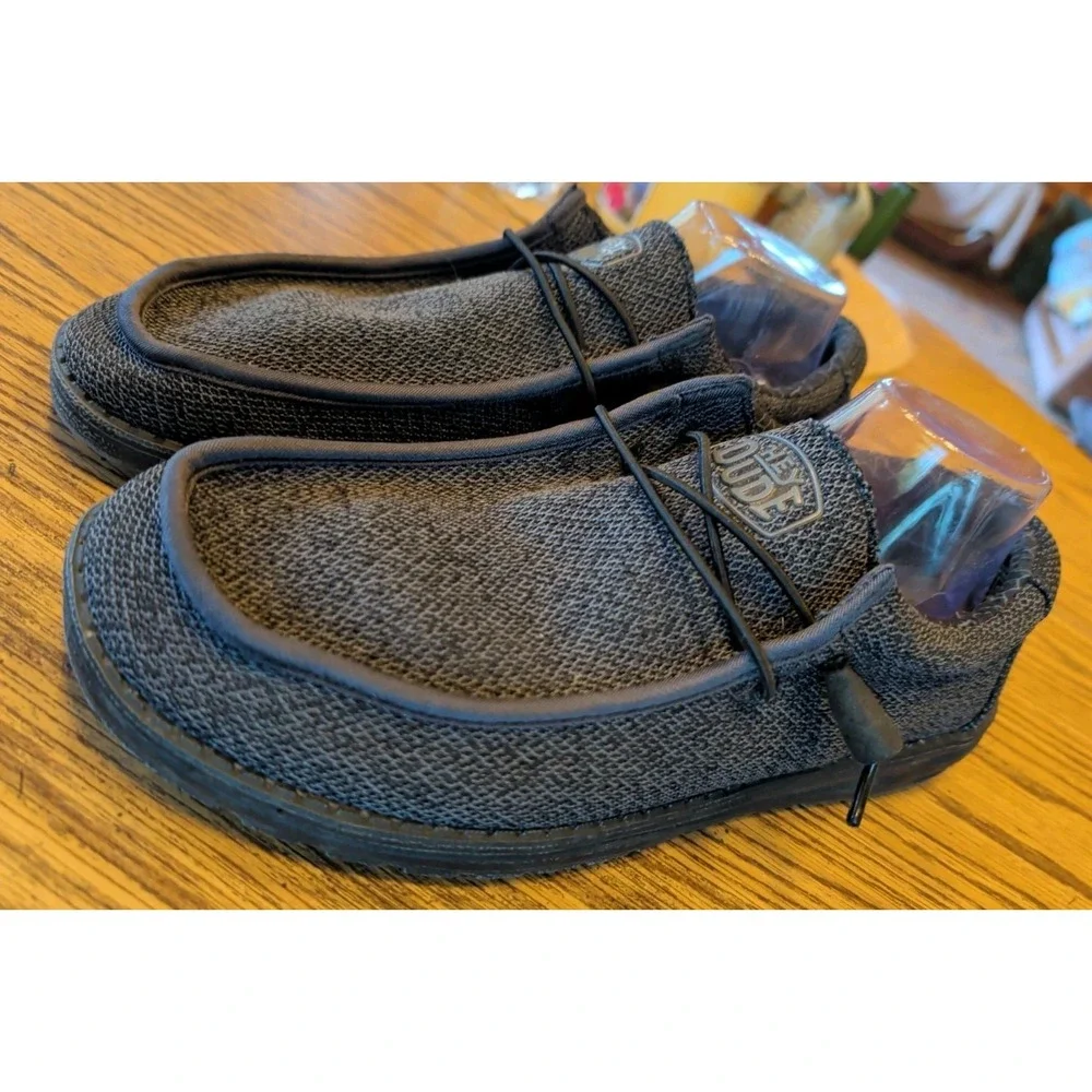 Hey Dude Wally Sox Micro Loafers Mens Size 12 Total Black Slip On Shoes